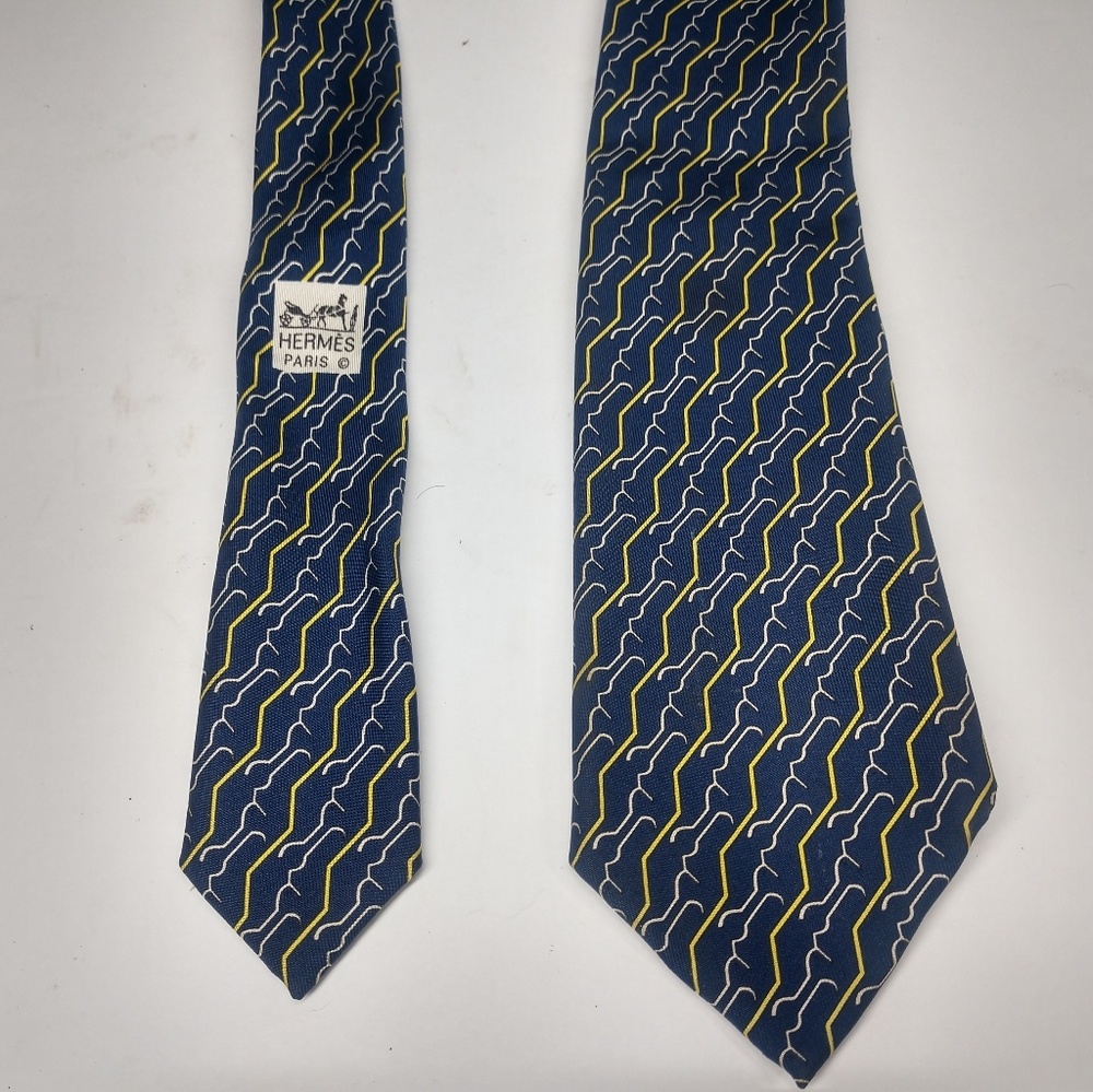 Hermes Gold and Navy Tie